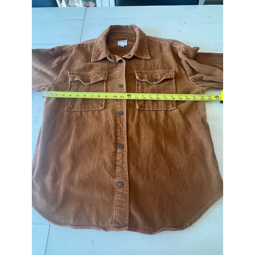 Kensie Jeans Women's Medium Corduroy Shacket Brown Button Front Oversized Fall - Picture 5 of 7